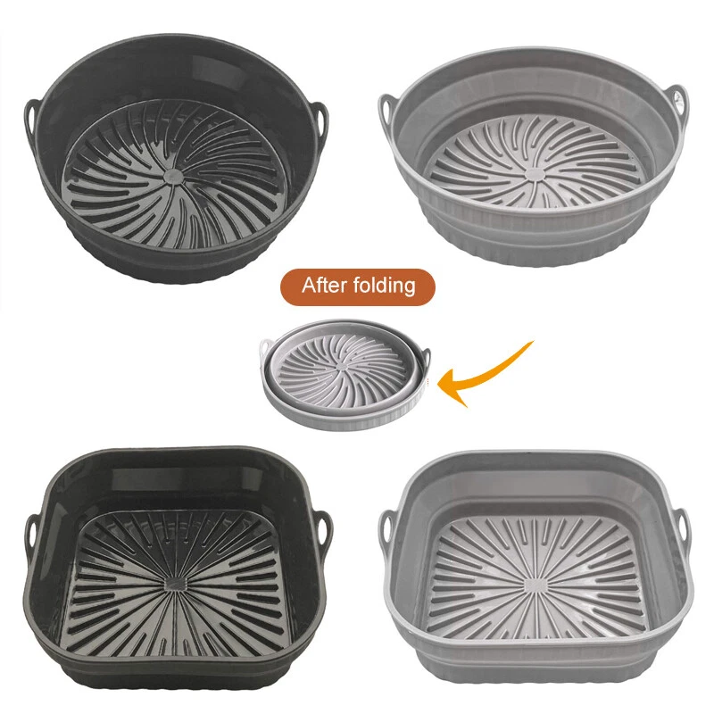 Air Fryer Silicone Pot Basket Liner Pot Non-Stick Safe Oven Baking Tray Foldable Air Fryer Silicone Pot Basket Liner Pot Non-Stick Safe Oven Baking Tray Foldable