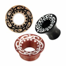 Flesh Tunnel Holz Maya Azteken Ohr Plug Tribal Piercing Schmuck braun bis 30 mm