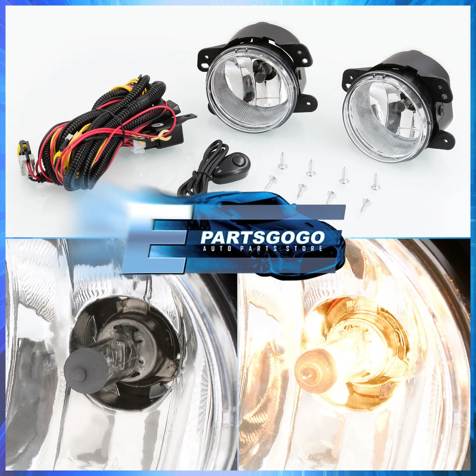 For 07-18 Jeep Wrangler 05-08 Magnum Replacement Fog Lights Lamps + Wires Switch Foto 3 de 4