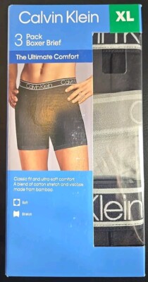  NEW  Calvin Klein Men's Boxer Brief Ultimate Comfort SIZE XL, BLACK (3 pack) 