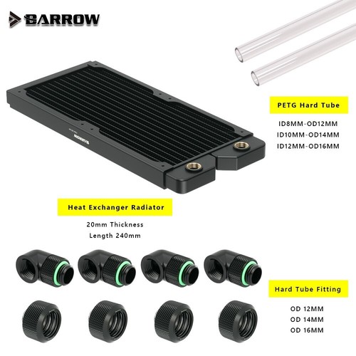 Barrow 120/240/360 mm Heizkörper-Kit + Hartrohr + Stecker + 90 Grad Anschluss G1/4"" - Bild 14 von 22