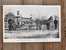 Vintage Postcard Fire Fighter Horse Flint J.C. Decker Michigan Firemen Fire