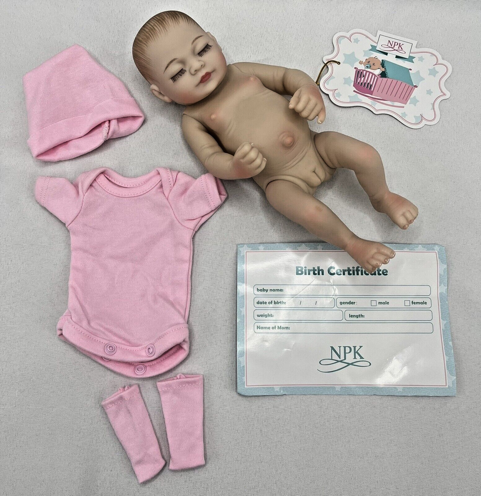 NPK - 12" Reborn Preemie Baby Girl Baby Doll Sleeping - NEW