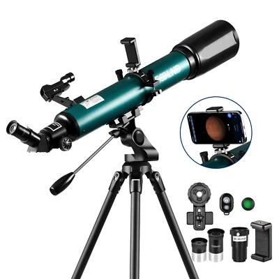 ESSLNB 70080 Teleskop 210X mit Stargazing-App, Smartphone-Adapter, Verstellbarem Stativ