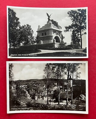 2 x Foto AK FILIPSTAD in Schweden um 1935 John Ericssons Mausoleum  ( 128384