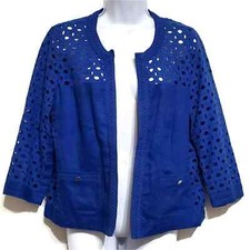 Chico's Linen Open Front Lightweight Lace Jacket