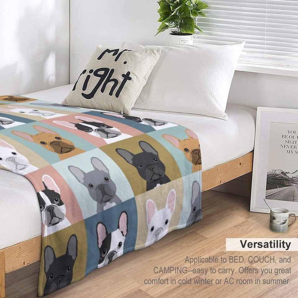 French Bulldog Dog Blanket for Boys Girls, Bulldog Dog Lovers Gifts