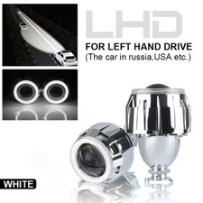 2x Lhd 2.5 Hid Bi Xenon Projector Lens White Led Angel Eyes Headlight Retrofit