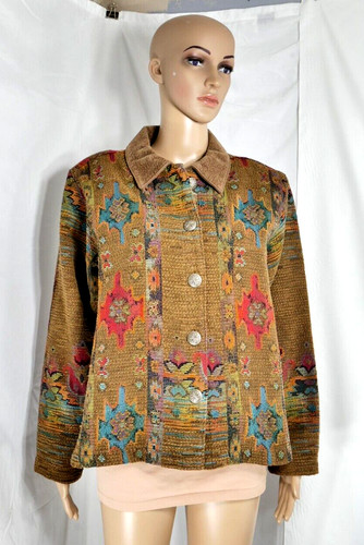 The Last Best Place Jacket Vibrant  Southwestern Woven Design Women's Med ****