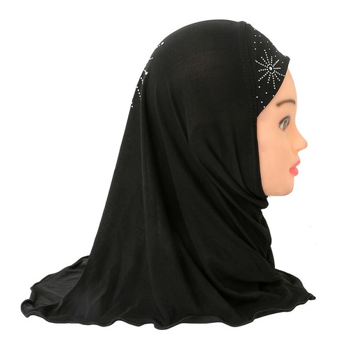 Muslim Kids Girls Hijab Scarf Islamic Children Hot Drilling Scarf Headscarf 2-6Y - Picture 21 of 132