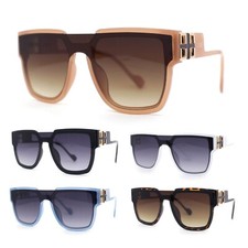 Unique Exposed Lens Bridge Inset Lens Horn Rim Fashion Sunglasses