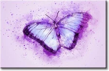 Beautiful Purple Butterfly Picture on Stretched Canvas, Wall Art Décor, Ready to