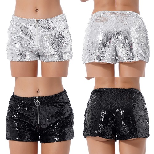 Women Shiny Sequin Shorts Dance Club 