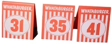 Whataburger Table Tents lot of Three #s 31  35 &  41 Orange and White