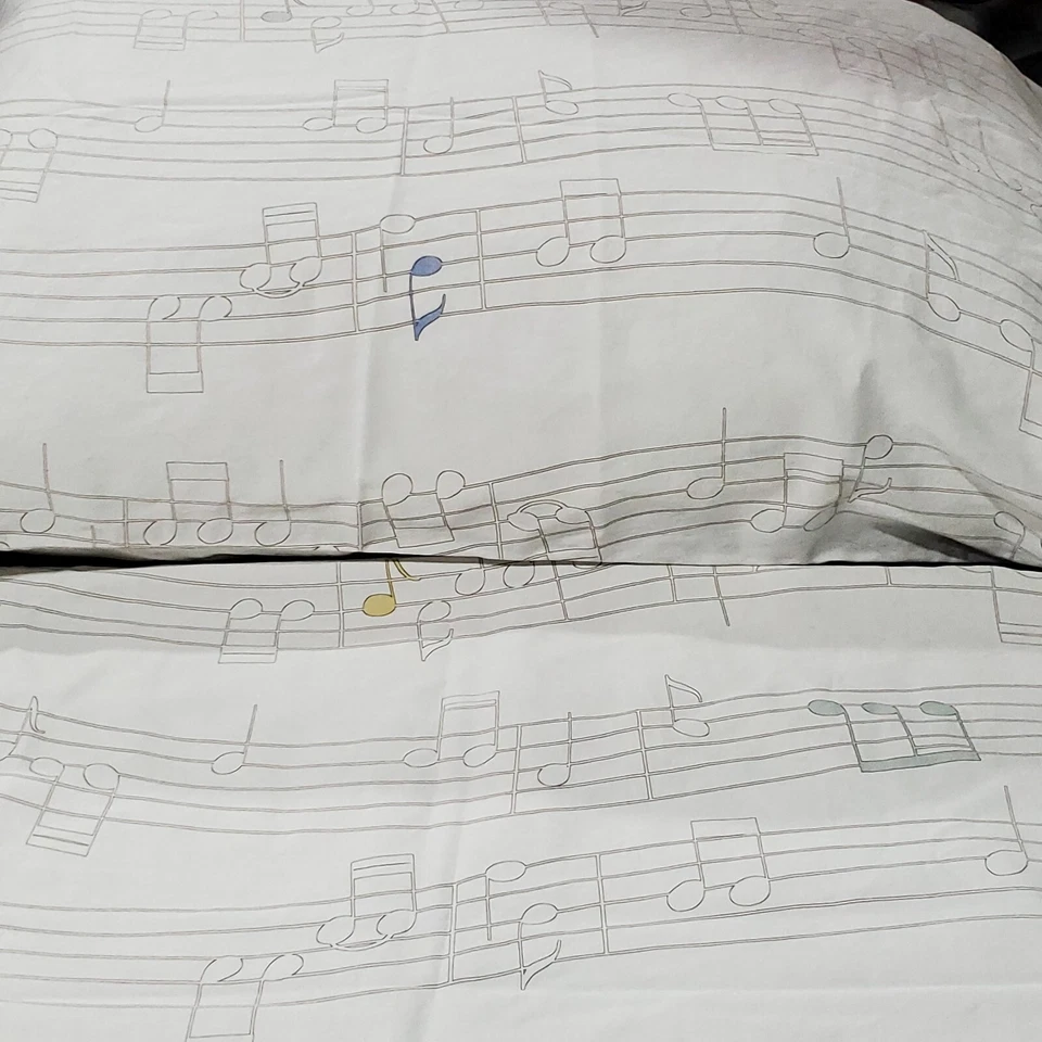 Juego de 2 fundas de almohada Cuddledown NOTAS MUSICALES Queen 100 % algodón  Foto 2 de 4