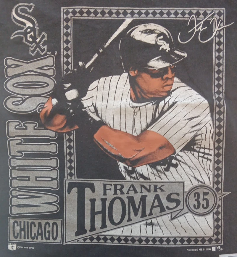 Vtg Frank Thomas Chicago White Sox Nutmeg Mills Kids Small Black T Shirt 1992 - Image 2 of 4