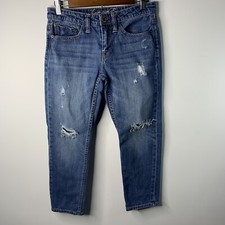 American Eagle Women's Size 0 Reg Straight Leg Blue Denim Distressed Jean
