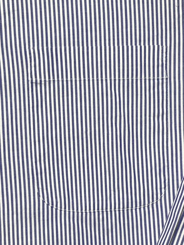 Vintage Allen Soly Shirt Large Striped Vertical Blue White Hong Kong - Image 4 of 4