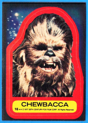 Chewbacca 1977 Topps Star Wars Serie 2 Aufkleber # 16 (ex-) 2 Sternchen (C) - Bild 1 von 1