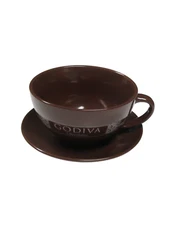 Godiva Chocolatier Large Dark Brown Coffee/Soup Mug w/Saucer California Pantry