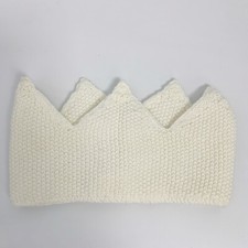 Hand knit Kids Crown Headband Cream Color