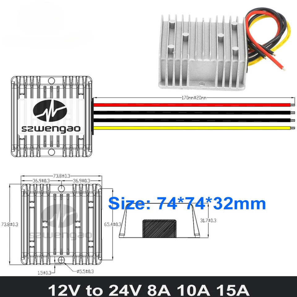 DC 12V to 24V 3A/5A/10A/15A/20A/30A/40A/50A Step Up DC Converter Boost Regulator - Image 3 of 4