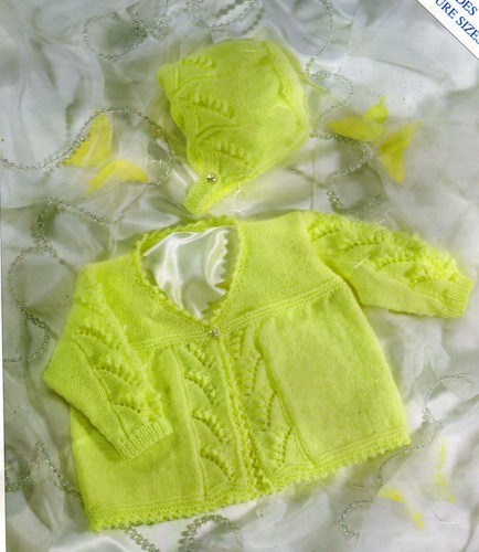 Strickanleitung Kopie 1228.   Baby Strickjacke & Mütze.  12-18" Brustumfang.  4ply
