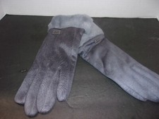 Woman's Fashion Faux Suade/Fur Lined/Fur Cuff Gloves Size 7 Gray