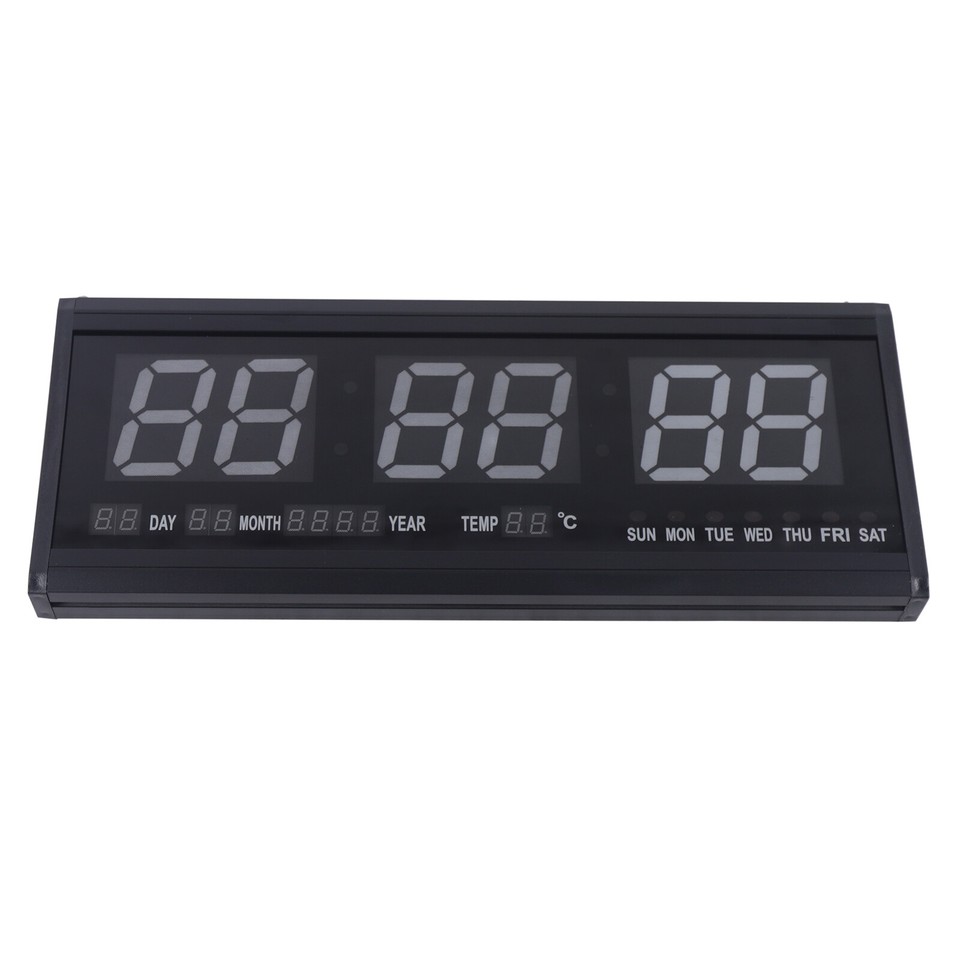 LED Wall Clock Large Digital Desk Alarm Clock Calendar Temperature Date