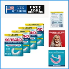 All-Day Comfort Denture Adhesive Seals, Zinc-Free & Soft Strips - 4 Packs of 30