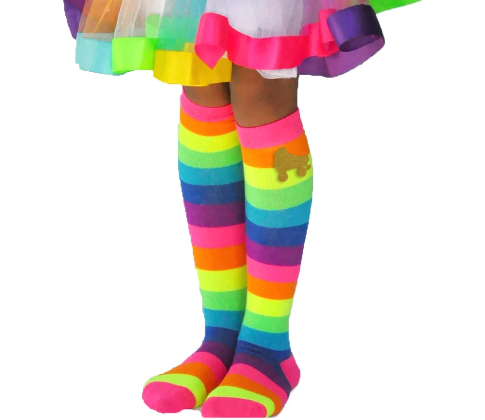 Meias Bubblegum Divas meninas arco-íris joelho alto patinação infantil sapato tamanho 1-12 - Imagem 2 de 3