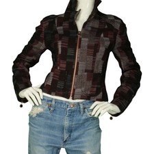 90s Vintage Bazar Christian Lacroix France Patchwork Wool Work Blazer Jacket S