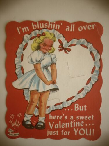 VINTAGE FABULOUS LOLLIPOP VALENTINE CARD GIRL BLUSHIN' ALL OVER BUT HERE'S  - 第 1/5 張圖片