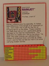 G2 TRANSFORMER DECEPTICON RAMJET TECH SPEC LOT # 1