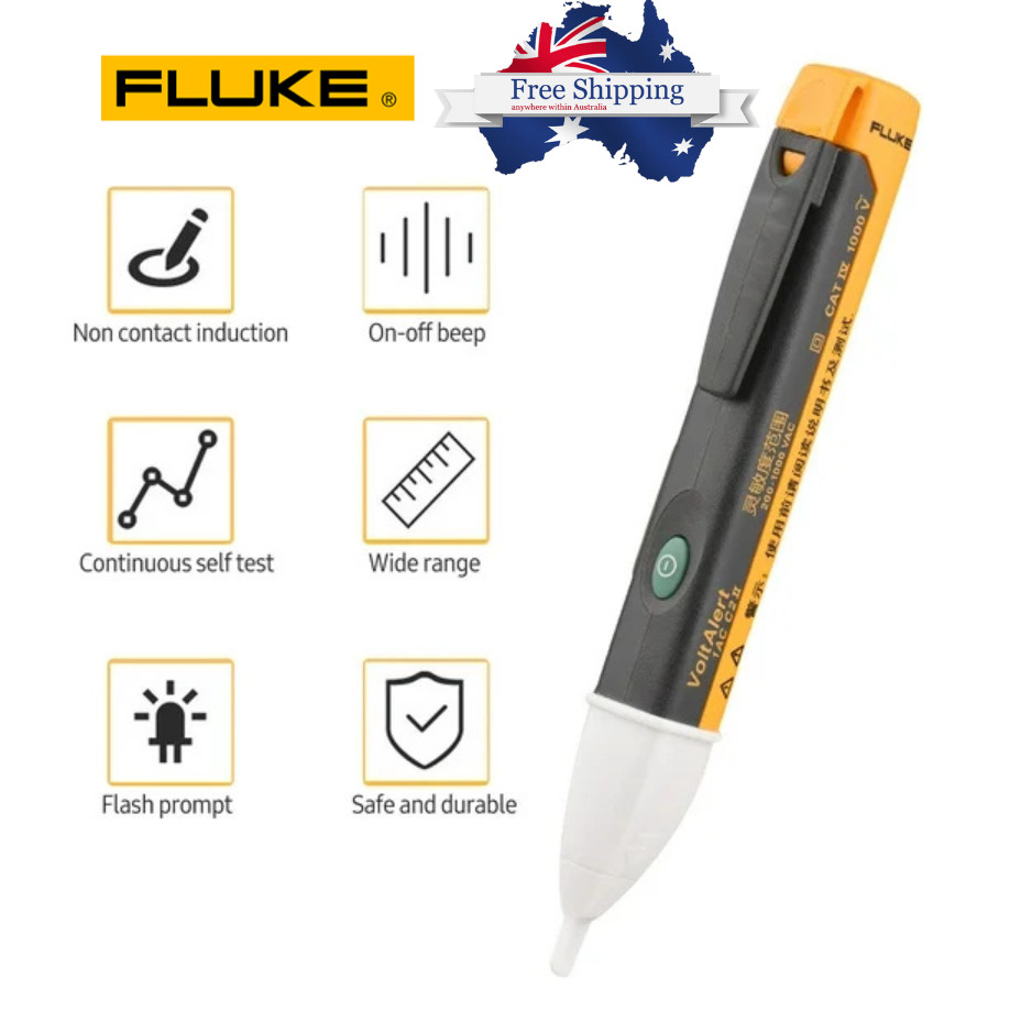 FLUKE 비접촉식 전압 테스터 펜 (200-1000V AC, 소리, 빛, 경보, 안전 기능 포함)