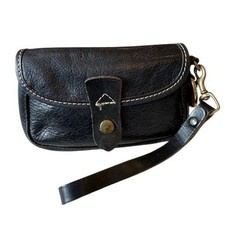 Vintage Dooney and Bourke Black Leather Wristlet with Brass Duck Hardware