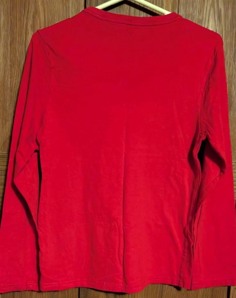 Camiseta roja de manga larga Faded Glory cuello redondo XXL/2XG (18) 100 % algodón PET RESCUE Foto 3 de 4