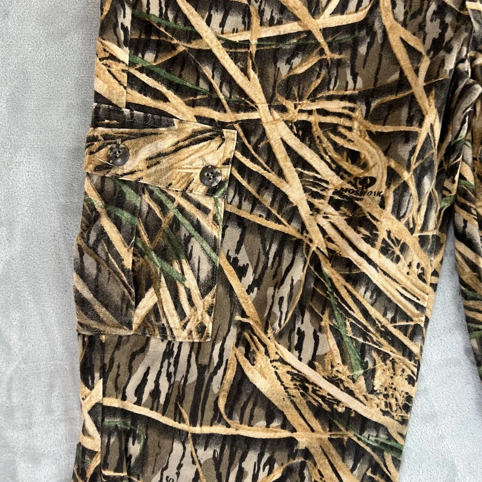 Calça Mossy Oak Masculina Grande Camuflagem Sombra Grama Carga Caça Algodão Cordão - Imagem 4 de 4