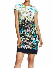 Eliza J Floral Shift Dress Women's Short Sleeve L95915 Size 4 Lined Luxury
