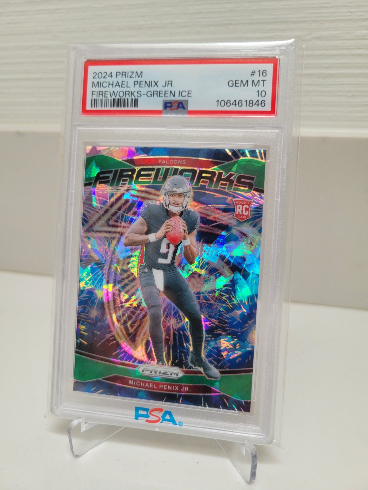 Michael Penix Panini Prizm Fireworks #16 Green Ice