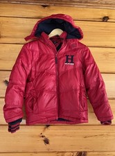 TOMMY HILFIGER Full Zip Up Red Down Puffer Down Blend Jacket Kids Boys Size 8-10