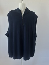 NWT Navy Roundtree  Yorke Quarter Zip Mock Neck Ribbed Knit Vest 4XT b41 
