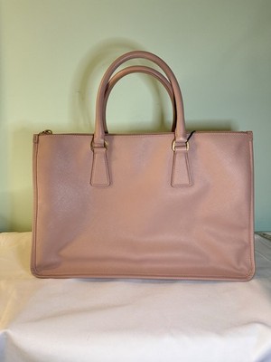Prada Saffiano Lux Executive Double Zip Tote Pink Large w/ Strap Authentic