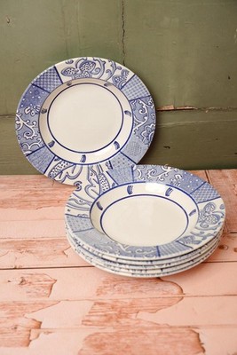 6er Set Speiseteller Blau Weiß | Auslaufmodell Habitat Sortiment