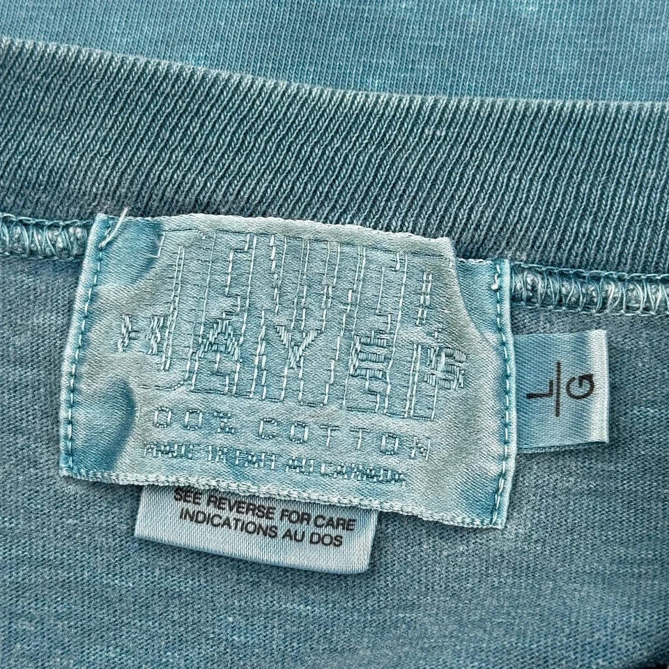 Camiseta en blanco de una sola puntada - algodón azul grande Foto 3 de 4