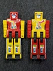 Vintage Remco ZYBOTS Bulldozer Robot EARTHBREAKER Red and Yellow Set of 2 Zybotz