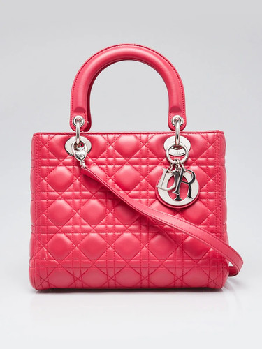 Christian Dior Pink Cannage Quilted Lambskin Leather Medium Lady Dior Bag