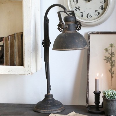 Grafelstein Tischlampe Vintage Grey – Shabby Chic, E14, 48,5 Cm Hoch, Mit Holzoptik-Fuß