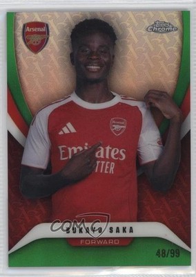 2025-26 Topps Chrome Arsenal Green Refractor 48/99 Bukayo Saka #68 0w93