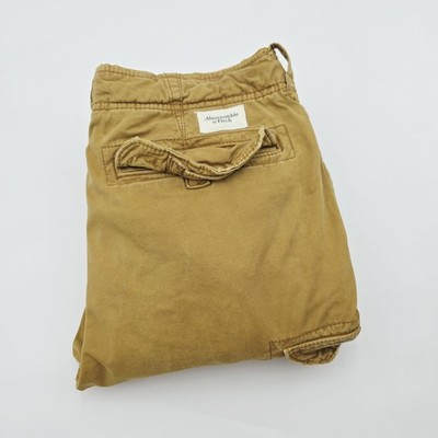 Vintage Abercrombie Fitch Pants Men 32x34 (32X32) Tan Cargo Pants Y2K Drawstring